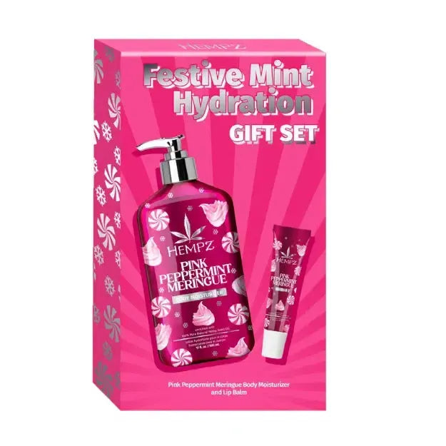 Festive Mint Hydration Pink Peppermint Mergingue Set-Hempz
